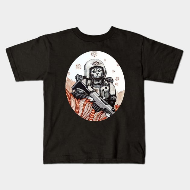 Imperial Cat Guardsman Kids T-Shirt by DungeonDesigns